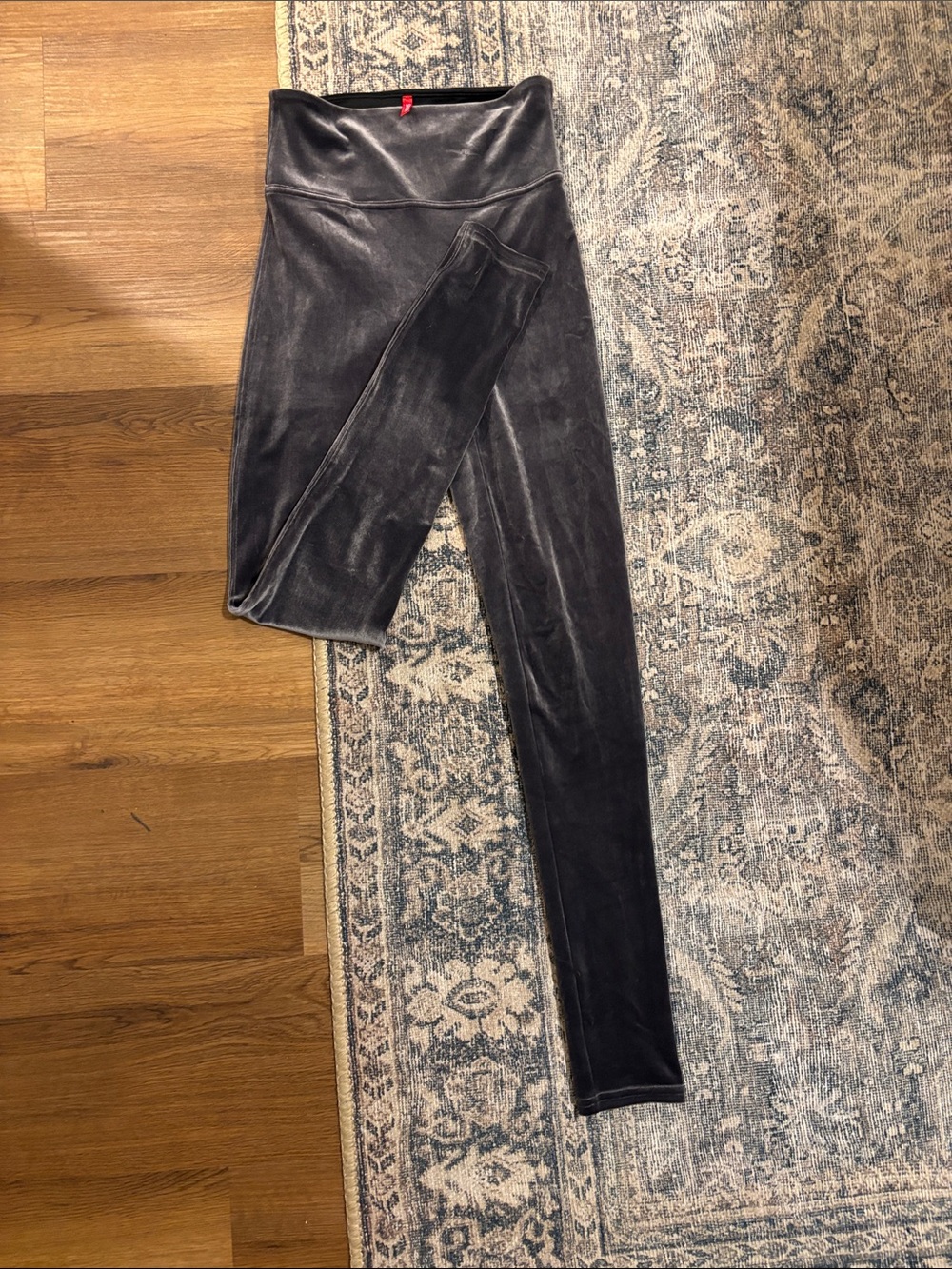 SPANX Velvet High-Waist Leggings in Charcoal
